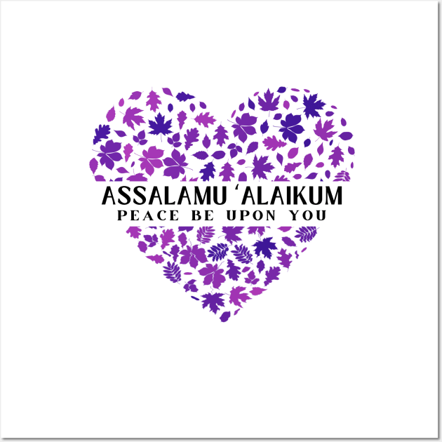 Assalamu 'alaikum  ( Peace be upon you)  flower/ floral heart  Purple Wall Art by KIRBY-Z Studio